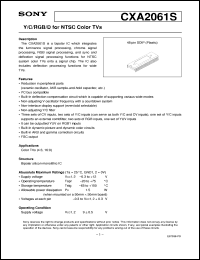 CXA2061S datasheet: Y/C/RGB/D for NTSC Color TVs CXA2061S