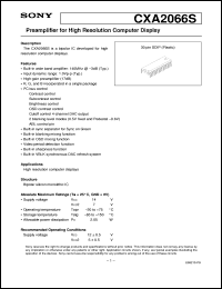 CXA2066S datasheet: Preamplifier for High Resolution Computer Display CXA2066S