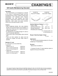 CXA2074Q datasheet: US Audio Multiplexing Decoder CXA2074Q