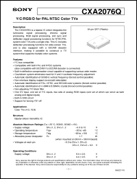CXA2076Q datasheet: Y/C/RGB/D for PAL/NTSC Color TVs CXA2076Q
