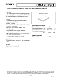 CXA2079Q datasheet: S2-Compatible 6-Input 2-Output Audio/Video Switch CXA2079Q