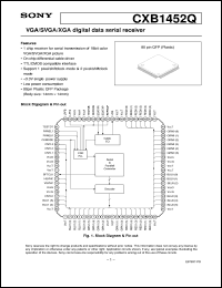CXB1452Q datasheet: VGA/SVGA/XGA digital data serial receiver CXB1452Q