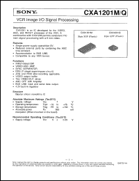 CXA1201Q datasheet: VCR Image I/O Signal Processing CXA1201Q