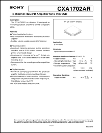CXA1702AR datasheet: 4-channel REC/PB Amplifier for 8mm VCR CXA1702AR