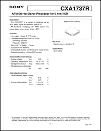 CXA1737R datasheet: AFM Stereo Signal Processor for 8mm VCR CXA1737R