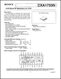 CXA1733N datasheet: UHF-Band RF Modulator for VCR CXA1733N