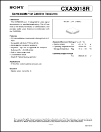 CXA3018R datasheet: Demodulator for Satellite Receivers CXA3018R