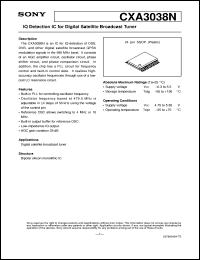 CXA3038N datasheet: IQ Detection IC for Digital Satellite Broadcast Tuner CXA3038N