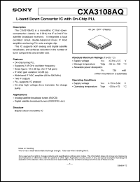 CXA3108AQ datasheet: L-band Down Converter IC with On-Chip PLL CXA3108AQ