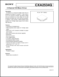 CXA2534Q datasheet: 4-Channel CD Motor Driver CXA2534Q