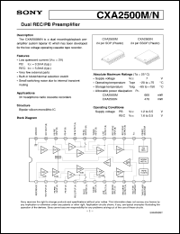CXA2500M datasheet: Dual REC/PB Preamplifier CXA2500M