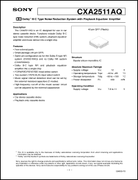 CXA2511AQ datasheet: Dolby B-C Type Noise Reduction Systemwith Playback Equalizer Amplifier CXA2511AQ