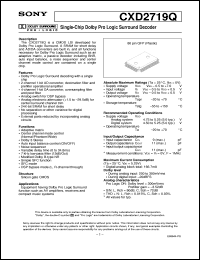 CXD2719Q datasheet: Single-Chip Dolby Pro Logic Surround Decoder CXD2719Q