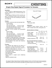 CXD2720Q datasheet: Single-chip Digital Signal Processor for Karaoke CXD2720Q