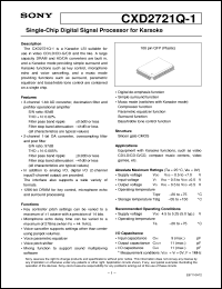 CXD2721Q-1 datasheet: Single-Chip Digital Signal Processor for Karaoke CXD2721Q-1