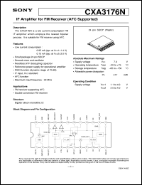 CXA3176N datasheet: IF Amplifier for FM Receiver(AFC Supported) CXA3176N