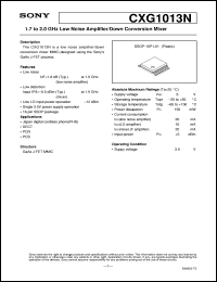 CXG1013N datasheet: 1.7 to 2.0GHz Low Amplifier/Down Conversion Mixer CXG1013N