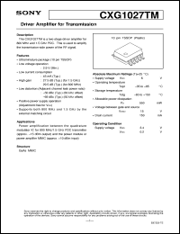 CXG1027TM datasheet: Driver Amplifier for Transmission CXG1027TM