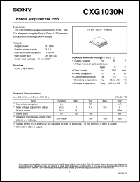 CXG1030N datasheet: Power Amplifier for PHS CXG1030N