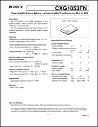 CXG1053FN datasheet: Power Amplifier/Antenna Switch + Low NoiseAmplifier/Down Conversion Mixer for PHS CXG1053FN