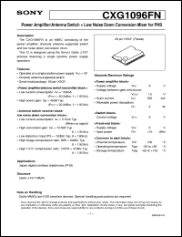 CXG1096FN datasheet: Power Amplifier/Antenna Switch + Low Noise DownConversion Mixer for PHS CXG1096FN