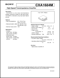 CXA1684M datasheet: High-Speed Transimpedance Amplifier CXA1684M