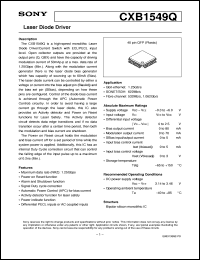 CXB1549Q datasheet: Laser Diode Driver CXB1549Q