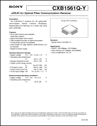 CXB1561Q-Y datasheet: 3R-IC for Optical Fiber Communication Receiver CXB1561Q-Y