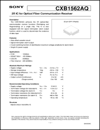 CXB1562AQ datasheet: 2R IC for Optical Fiber Communication Receiver CXB1562AQ