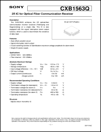CXB1563Q datasheet: 2R IC for Optical Fiber Communication Receiver CXB1563Q