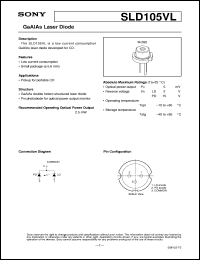 SLD105VL datasheet: GaA/As Laser Diode SLD105VL