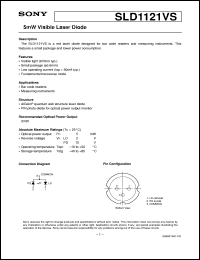 SLD1121VS datasheet: 5mW Visible Laser Diode SLD1121VS