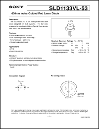 SLD1133VL-53 datasheet: 650nm Index-Guided Red Laser Diode SLD1133VL-53