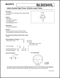 SLD234VL datasheet: Index-Guided High Power AlGaAs Laser Diode SLD234VL