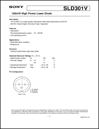 SLD301V datasheet: 100mW High Power Laser Diode SLD301V