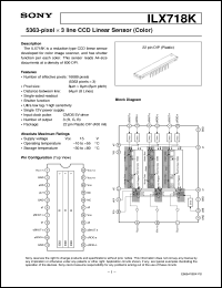 ILX718K datasheet: 5363-pixel x 3 line CCD Linear Sensor(Color) ILX718K