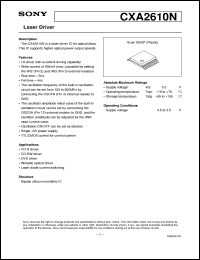 CXA2610N datasheet: Laser Driver CXA2610N