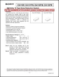 CXA1100P datasheet: Dolby B Type Noise Reduction System CXA1100P