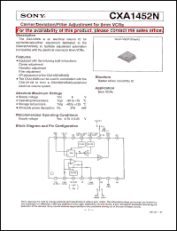CXA1452N datasheet: Carrier/Deviation/Filter Adjustment for 8mm VCRs CXA1452N