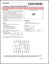 CXA1664M datasheet: All Band TV Tuner IC (VHF-CATV-UHF) CXA1664M