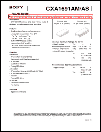 CXA1691AM datasheet: FM/AM Radio CXA1691AM