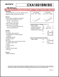 CXA1691BM datasheet: FM/AM Radio CXA1691BM