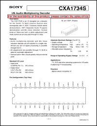 CXA1734S datasheet: US Audio Multiplexing Decoder CXA1734S