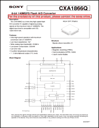 CXA1866Q datasheet: 6-bit 140MSPS Flash A/D Converter CXA1866Q