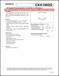 CXA1982Q datasheet: RF Signal Processing Servo Amplifier for CDplayers CXA1982Q