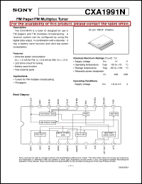 CXA1991N datasheet: FM Pager/FM Multiplex Tuner CXA1991N