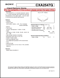 CXA2547Q datasheet: 2-band Electronic Volume CXA2547Q