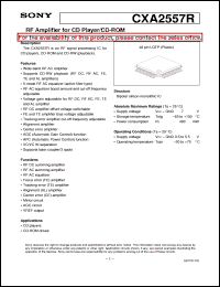 CXA2557R datasheet: RF Amplifier for CD Player/CD-ROM CXA2557R