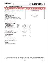 CXA3001N datasheet: RX Gain Control Amplifier CXA3001N