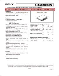 CXA3090N datasheet: 6ch. Read/Write Amplifier for Thin Film Head ofHard Disk Drive CXA3090N